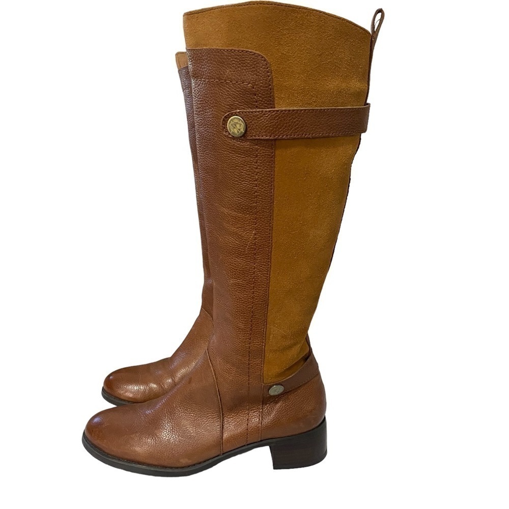 Franco Sarto Cymbols Two Tone Tall Brown Leather Suede Riding Boots Size 6